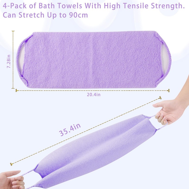 4 unidades exfoliantes para ducha con asas de nailon para
