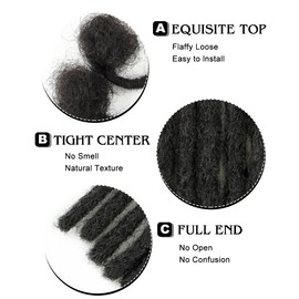 Cypsin 14inch 60 Strands 100% Human Hair Loc Extensions, 0.6cm Width Full Handmade Dreadlock Extensions Human Hair for Men Women Kids, Permanent Dread Extensions Can Be Dyed Bleached Curled(Natural Black)