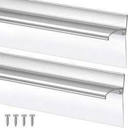 Hicarer 2 Pcs 30" Chrome Framed Shower Door Replacement Drip Rail with Vinyl Sweep, Shower Door Water Deflector with Bottom Seal, Applied Mounting Tape and Screws(Sliver)