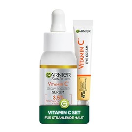 Garnier SkinActive Vitamin C Glow Set mit Vitamin C Glow Booster Serum f√ºr das Gesicht mit 3, 5% Vitamin C, Niacinamide, Salicyls√§ure & Zitronenextrakt + Vitamin C Augen Pflege Milderung von M√ºdigkeit