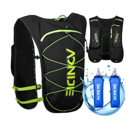 Running Vest for Men Women, Blacke Water Vest for Running Hiking Marathon Trail, Hydration Vest with 2*500ml Collapsible Water Bottles, Nylon, 5L Capacity, Lightweight Backpack