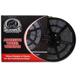 Silverback 1/2oz Steel, Black Tape Wheel Weights with EZ Peel Tape. Designed for The Professional Tire Dealer for Passenger Cars, Trucks, SUV's, & Motorcycles. Roll .50oz Steel Tape Weight.