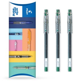 PILOT G-Tec C4 Gel Ink Rollerball Pen - 0.4mm Nib - 0.2mm Line - Pillow Pack of 3 (Green)