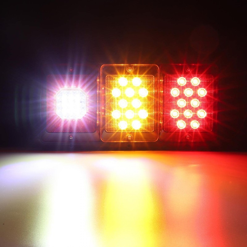 Partsam 2x LED Triple Tail Lights 45 LEDs Rectangle Vertical