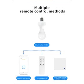 QIACHIP Wi-Fi Smart 2.4G Remote Control Light Socket E26 E27 Bulb Socket Adapter, eWeLink APP Remote Timing, Compatible with Alexa and Google