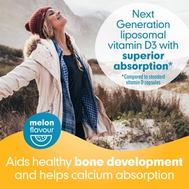 Lipo-Sachets Liposomal Liquid Gel Vitamin D3 1000IU - 30 High Potency Liposomal Vitamin D Gel Packets Melon Flavor Liquid Vitamin D Supplements. Healthy Immune System Support Vegetarian Non-GMO