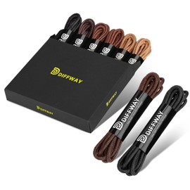 DIFFWAY Dress Shoe Laces - 8 Pairs, Premium Round Colored Waxed Shoelaces of Oxford Chukka for Men and Women 3/32'' Thin (30'' (76 cm), Black, Dark Brown, Brown and Tan)
