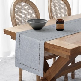 LOMOHOO Grau Tischläufer 275cm lang Tischläufer Leinenoptik,Modern Tischläufer Esstisch Hochzeit Tischläufer für Esszimmer Party Urlaub Dekoration