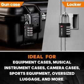 SURE LOCK TSA Accepted Heavy Duty Big Combination Luggage Padlock for Gun Cases, Transporting Equipment Cases in Trade Show, Music and Medical Industries (1, Black)