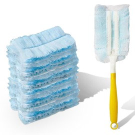 YoRise Duster Refills, Microfiber Cleaning Tools with 1 Handle, Heavy Duty Electrostatic Duster Replacement Head, Disposable Cleaning Supplies for Car, Kitchen, Bedroom, Furniture, Blinds (10PCS)