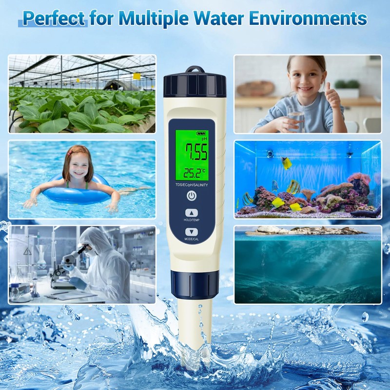 5 in 1 PH Meter Water, High Precision Water Tester