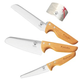 Kibbidea Kids Knife Set for Real Cooking, 4pcs Safe Kitchen Knives for Beginners, Food-grade Stainless Steel Blades for Cutting Chopping, Child First Starter knife, BPA-free (Silver)
