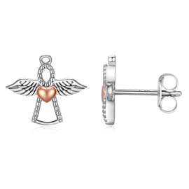 Angel Earrings Sterling Silver Guardian Angel Stud for Women
