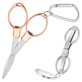 Pack of 2 Mini Scissors Folding Scissors Key Ring Folding Scissors Craft Cutter Tape Small All-Purpose Scissors Safe Foldable Pocket Scissors for Family, Travel, Crafts, Camping, Outdoor