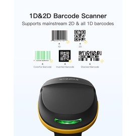 Inateck 2D Wireless Barcode Scanner, Bluetooth 5.0, 2.4Ghz Smart Base, Screen Scanning, BCST-54