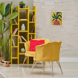 Stupell Industries Spider Plant on Yellow White Framed Giclee Wall Art Design by Regina Moore, 11 x 14