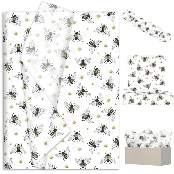FYSUIMU 100 Sheet Bee Tissue Paper Honey Bee Daisy Wrapping
