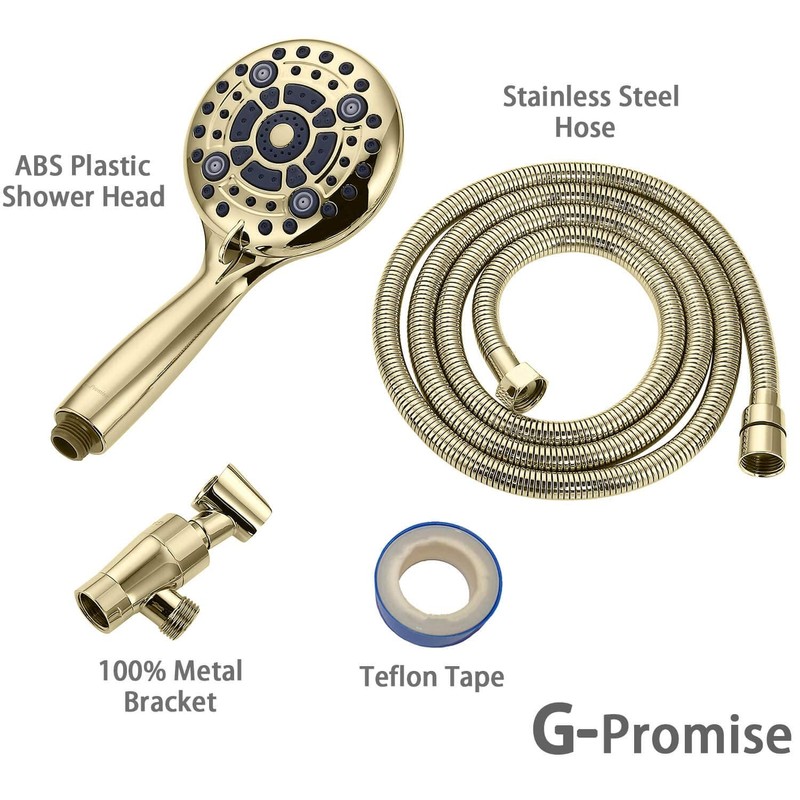 G-Promise Handheld Shower Head High Pressure 6 Spray Settings, Detachable