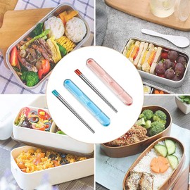 ArderLive Reusable Chopsticks with Pull-Out Case, Stainless Steel 316 Travel Chop Sticks, Japanese Chinese Korean Chopsticks for Bento box, Picnic, Office, Dishwasher Safe, 8in Blue+Red