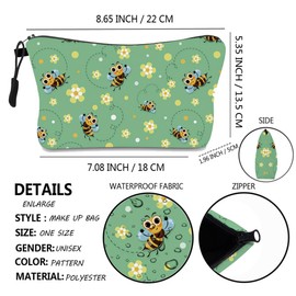 FAVORTALK Cosmetic Storage Case Makeup Organiser Bags, Professional Make Up Train Case Travel Wash Bag, Portable Organiser Brushes Bag with Beautiful Bee Pattern for Women Girls Kids -B1134