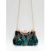 lapulio Womens Tote Velvet Sequin Evening Bag, Dark Green