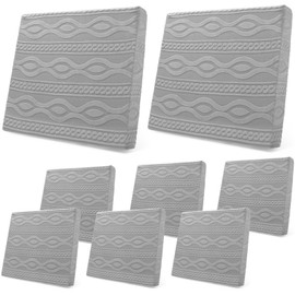 Newwiee 8Pcs Stretch Patio Cushion Covers Outdoor Cushion Covers for Patio Furniture Replacement Couch Sofa Slipcovers Jacquard Textured Soft Fabric Washable Furniture Protector(Light Gray,Elegant)