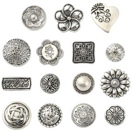 DanLingJewelry 60Pcs Mixed Tibetan Metal Alloy Shank Buttons Anique Silver Engraved Flower Decorative Round Buttons for Crafts Jewellery Sewing DIY Making