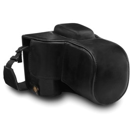 MegaGear MG1535 Nikon D3500 Ever Ready Kameratasche und Trageriemen, Leder, kompakt, Schwarz