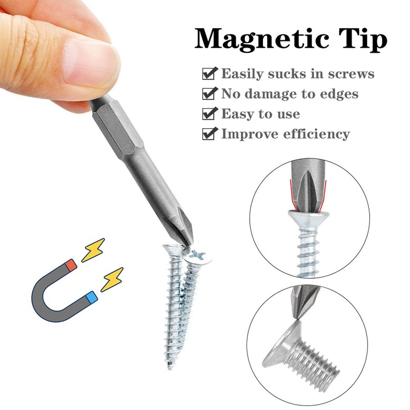 Saipor 13pcs 50mm Magnetic Special Shape Screwdriver Bit Set (Phillips,