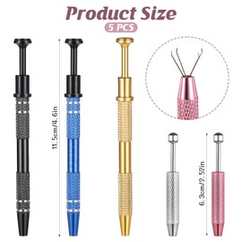 5Pcs Piercing Ball Grabber Tool, Diamond 4 Prongs Claw Tweezers, Stainless Steel Jeweler Pick Up Tool for IC Chip Diamond Bead Electronic Small Parts