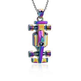 QGJNSGC Racing Car Urn Necklace for Ashes for Women Men Formula ONE Motor Racing Car Ash Pendant Car Cremation Jewelry Memorial Locket Pendant Keepsake Ashes Holder Gift, Stainless Steel, No Gemstone