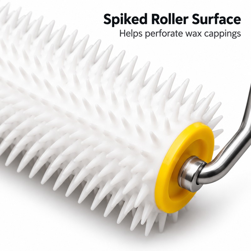 Honeycomb Uncapping Roller with Wooden Handle for Honey Extraction Preparation