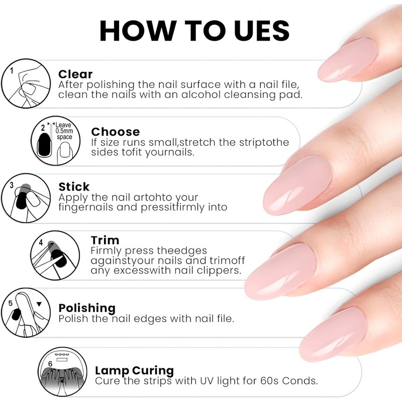 Semi Cured Gel Nail Strips | Built-In Gel Top Coat