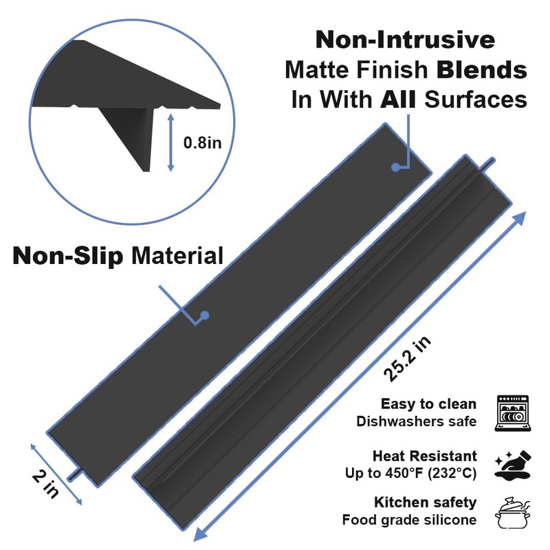 Silicone Stove Gap Covers Folding,25 Inches Stove Gap Filler 2pcs,Kitchen