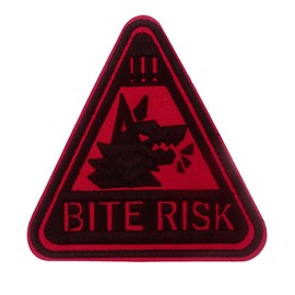 Pet Dog Bite Risk Embroidered Pacth Hook & Loop Funny Patch Applique Patches for Dog Harness Vest Bags Backpacks Clothes Jacket Hats DIY Accessories Friend Mom Dad Gifts (Bite Risk)
