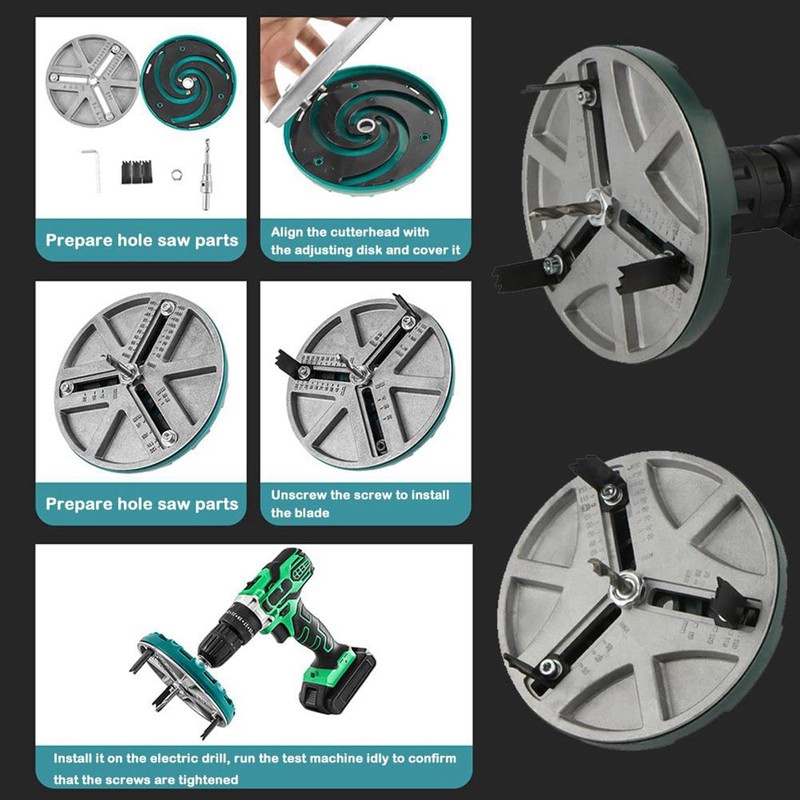 Yeruvce Adjustable Hole Saw Diameter 45Mm-130Mm Woodworking Hole Opener Cutting