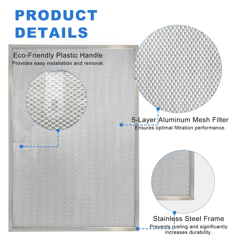 2 Pack-BPS1FA36 Range Hood Filter Upgraded Stainless Steel Frame 11-3/4"
