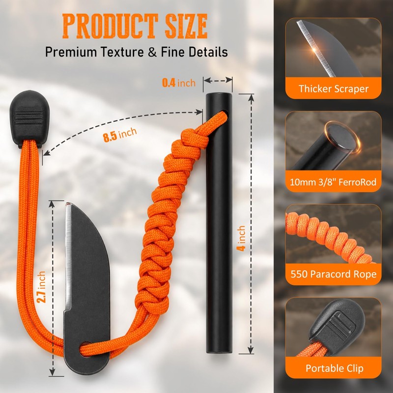 YIWUBAI Premium Flint and Steel Fire Starter Kit - 4