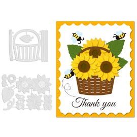 GLOBLELAND Sunflower Cutting Dies for Card Making Flower Basket Cut Die for DIY Scrapbooking Journal Embossing Paper Craft Decor