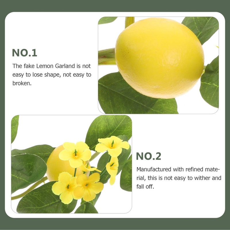 Levemolo Lemon Garland Simulation Rattan Decor Green Leaves Artificial Lemon