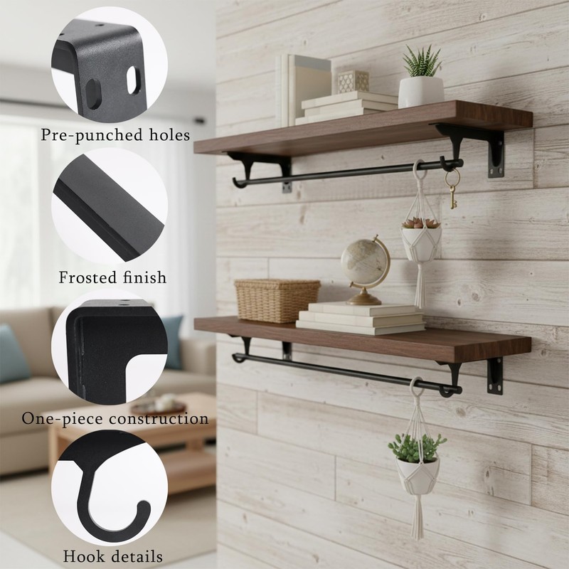 Closet Rod Support Bracket 12 Inch, Heavy Duty Wall Mount,