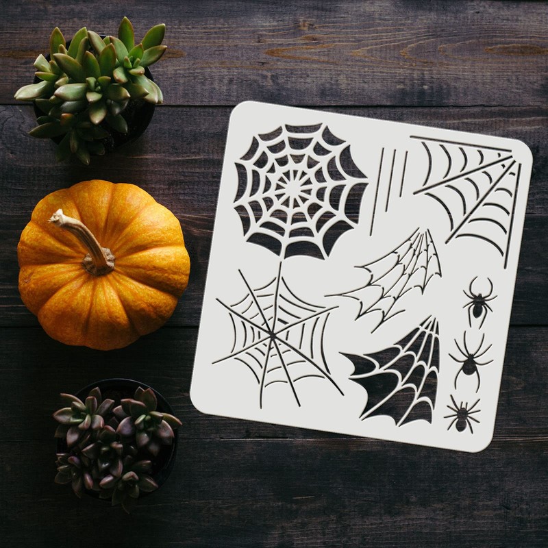 FINGERINSPIRE Spiderweb Stencil 11.8x11.8inch Reusable Spider Drawing DIY Arts and