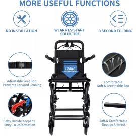 Unbranded (Only 14lbs) Lightweight Folding Aluminum Transport Wheelchair with Handbrake &