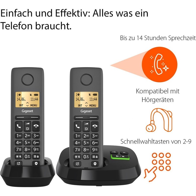 Gigaset PURE 120A Duo - 2 Cordless DECT Telephones with