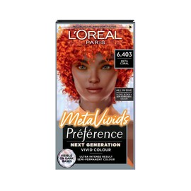 L'Oreal Paris Preference Meta Vivids, Semi-Permanent Hair Colour, 2 in 1 Bleach & Colour Kit, Coral 6.403