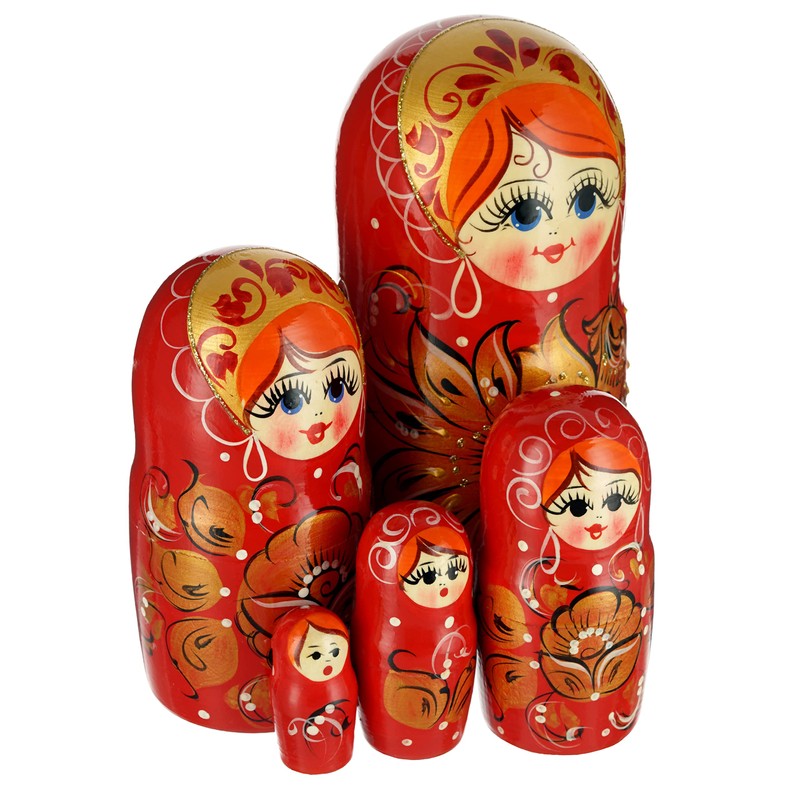 5 pcs Wooden Dolls Set