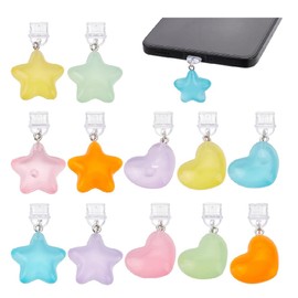 WEBEEDY 12 Styles Dust Plug Charm with Luminous Star Heart Pendants Type-C Charging Port Plug Glow in the Dark Charging Port Protector Cute Dust Plugs for Most Type C Phone Unique Gift