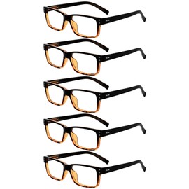 Eyekepper Vintage Reading Glasses for Men - 5 Pack Spring Hinges Classic Readers - Black-Tortoise Frame +2.50
