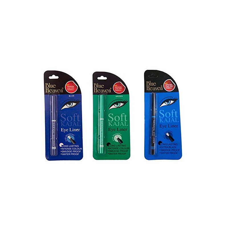 BLUE HEAVEN SOFT KAJAL (BLUE, BLACK & GREEN) PACK OF
