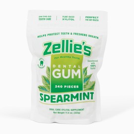 Zellie's | 100% Xylitol Sugar Free Spearmint Chewing Gum | Spearmint Flavor (240 Count - Pack of 1)